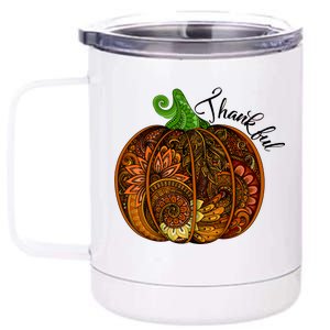 Thankful Abstract Pumpkin Thanksgiving 12 oz Stainless Steel Tumbler Cup