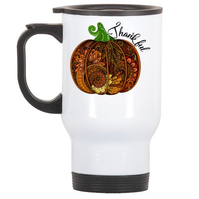 Thankful Abstract Pumpkin Thanksgiving Stainless Steel Travel Mug