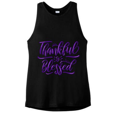 Thankful And Blessed Ladies PosiCharge Tri-Blend Wicking Tank