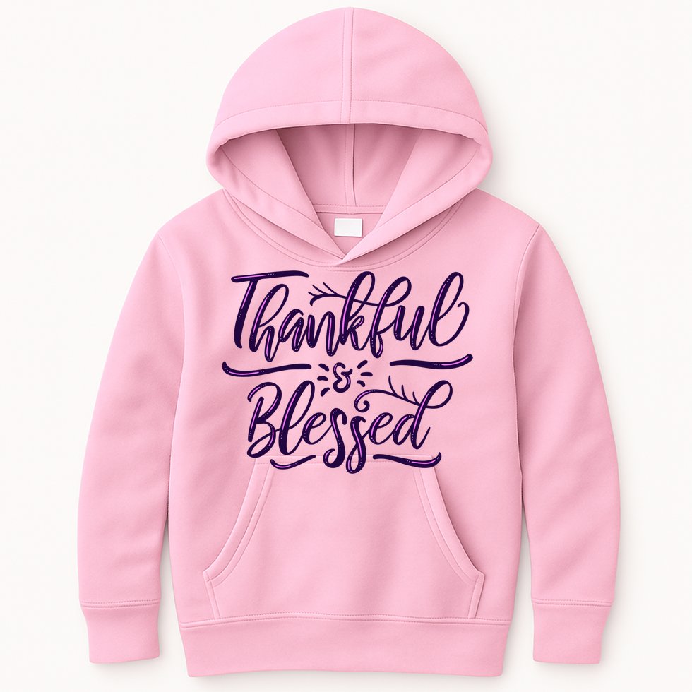 Thankful And Blessed Kids Hoodie