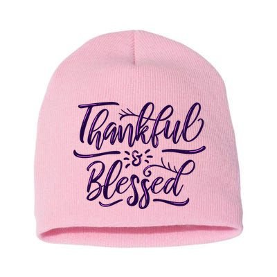 Thankful And Blessed Short Acrylic Beanie