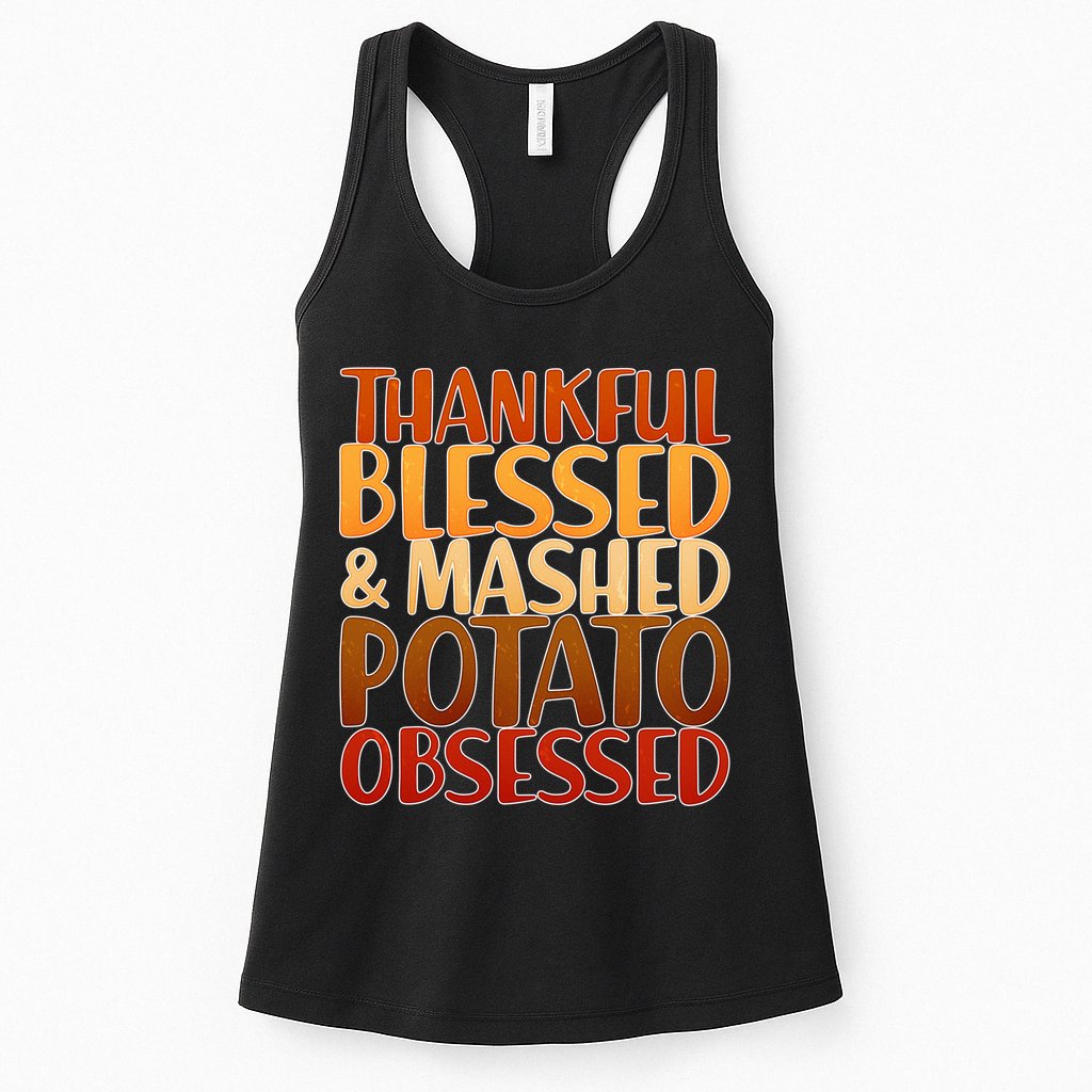 Thankful Blessed Mashed Potato Obsessed  Womens Tank Top
