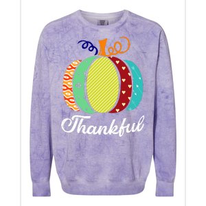 Thankful Floral Pumpkin Colorblast Crewneck Sweatshirt