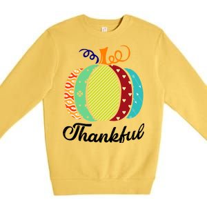 Thankful Floral Pumpkin Premium Crewneck Sweatshirt