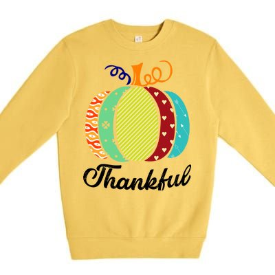 Thankful Floral Pumpkin Premium Crewneck Sweatshirt