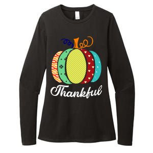 Thankful Floral Pumpkin Womens CVC Long Sleeve Shirt