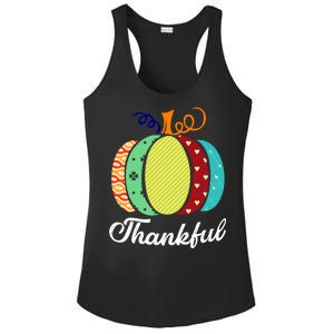 Thankful Floral Pumpkin Ladies PosiCharge Competitor Racerback Tank