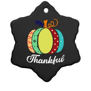 Thankful Floral Pumpkin Ceramic Star Ornament