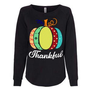 Thankful Floral Pumpkin Womens California Wash Sweatshirt