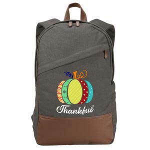 Thankful Floral Pumpkin Cotton Canvas Backpack