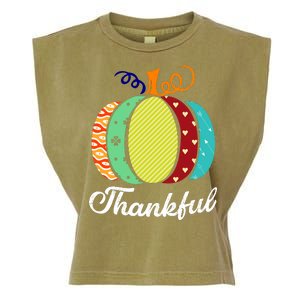 Thankful Floral Pumpkin Garment-Dyed Women's Muscle Tee