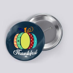 Thankful Floral Pumpkin Button