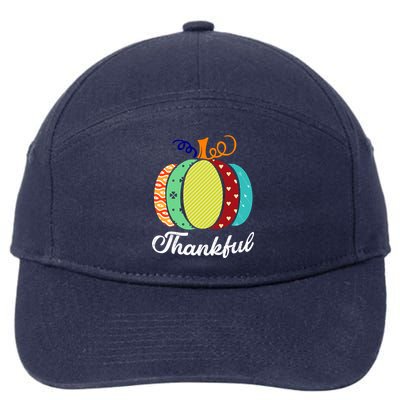 Thankful Floral Pumpkin 7-Panel Snapback Hat