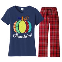 Thankful Floral Pumpkin Women's Flannel Pajama Set