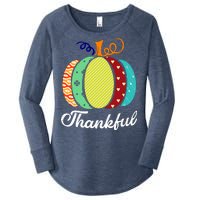 Thankful Floral Pumpkin Women's Perfect Tri Tunic Long Sleeve Shirt