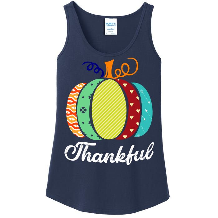 Thankful Floral Pumpkin Ladies Essential Tank