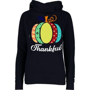 Thankful Floral Pumpkin Womens Funnel Neck Pullover Hood