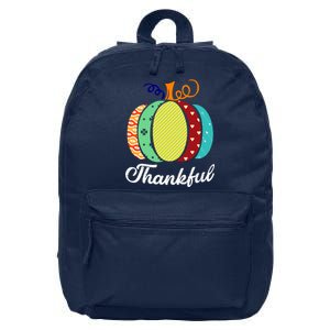 Thankful Floral Pumpkin 16 in Basic Backpack