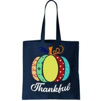 Thankful Floral Pumpkin Tote Bag