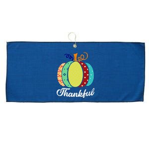 Thankful Floral Pumpkin Large Microfiber Waffle Golf Towel