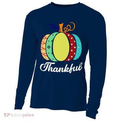 Thankful Floral Pumpkin Cooling Performance Long Sleeve Crew