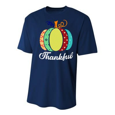 Thankful Floral Pumpkin Youth Performance Sprint T-Shirt