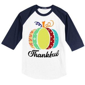 Thankful Floral Pumpkin Baseball Sleeve Shirt