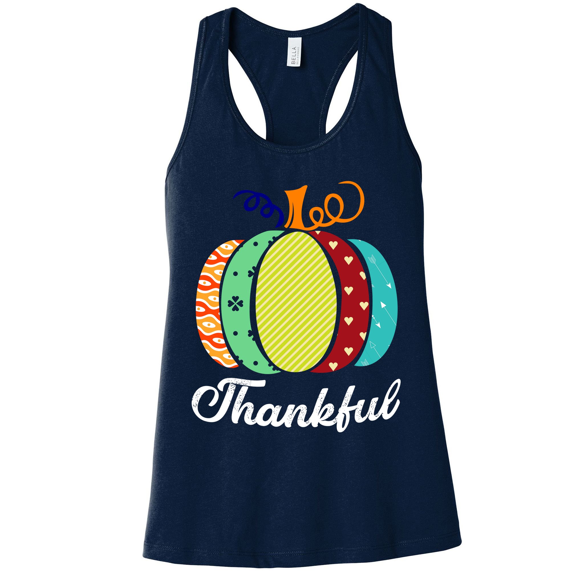 Thankful Floral Pumpkin Womens Tank Top