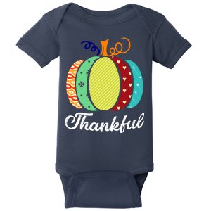 Thankful Floral Pumpkin Baby Bodysuit