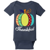 Thankful Floral Pumpkin Baby Bodysuit