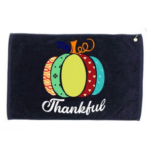 Thankful Floral Pumpkin Grommeted Golf Towel