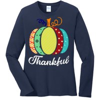 Thankful Floral Pumpkin Ladies Long Sleeve Shirt