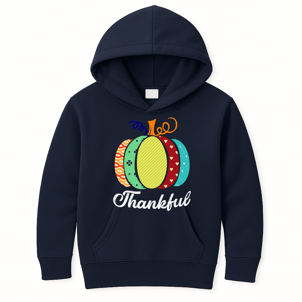 Thankful Floral Pumpkin Kids Hoodie