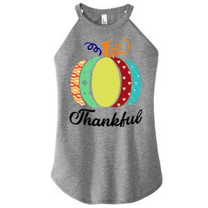 Thankful Floral Pumpkin Women's Perfect Tri Rocker Tank