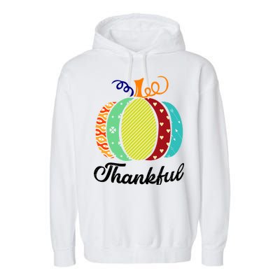 Thankful Floral Pumpkin Garment-Dyed Fleece Hoodie