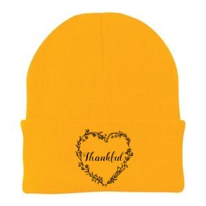 Thankful Floral Wreath Knit Cap Winter Beanie