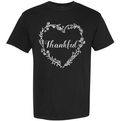 Thankful Floral Wreath Garment-Dyed Heavyweight T-Shirt