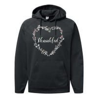 Thankful Floral Wreath Performance Fleece Hoodie