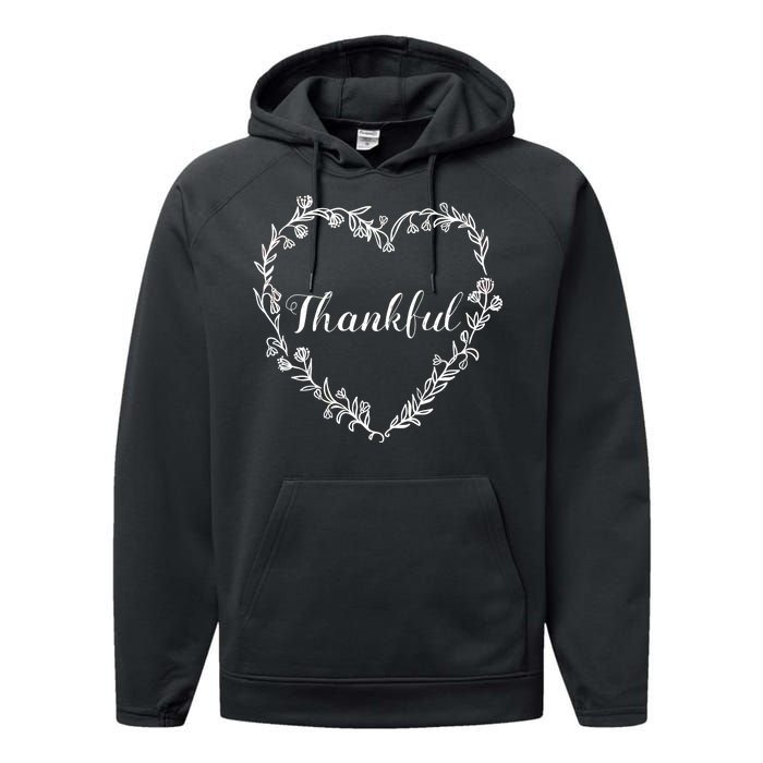 Thankful Floral Wreath Performance Fleece Hoodie