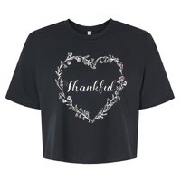 Thankful Floral Wreath Bella+Canvas Jersey Crop Tee