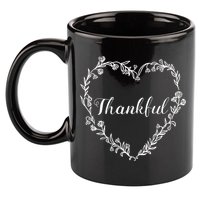 Thankful Floral Wreath 11oz C Handle Ceramic Mug