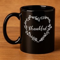 Thankful Floral Wreath 11oz C Handle Ceramic Mug