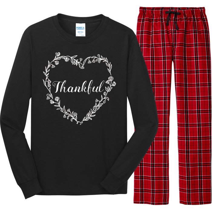 Thankful Floral Wreath Long Sleeve Pajama Set