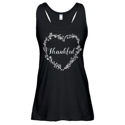 Thankful Floral Wreath Ladies Essential Flowy Tank