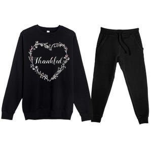 Thankful Floral Wreath Premium Crewneck Sweatsuit Set