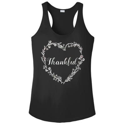 Thankful Floral Wreath Ladies PosiCharge Competitor Racerback Tank