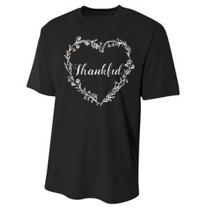 Thankful Floral Wreath Performance Sprint T-Shirt