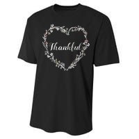 Thankful Floral Wreath Performance Sprint T-Shirt