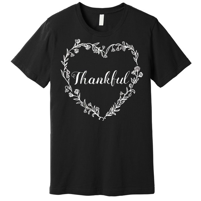 Thankful Floral Wreath Premium T-Shirt