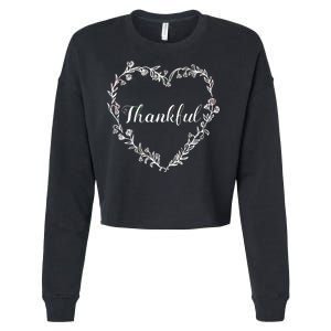 Thankful Floral Wreath Cropped Pullover Crew